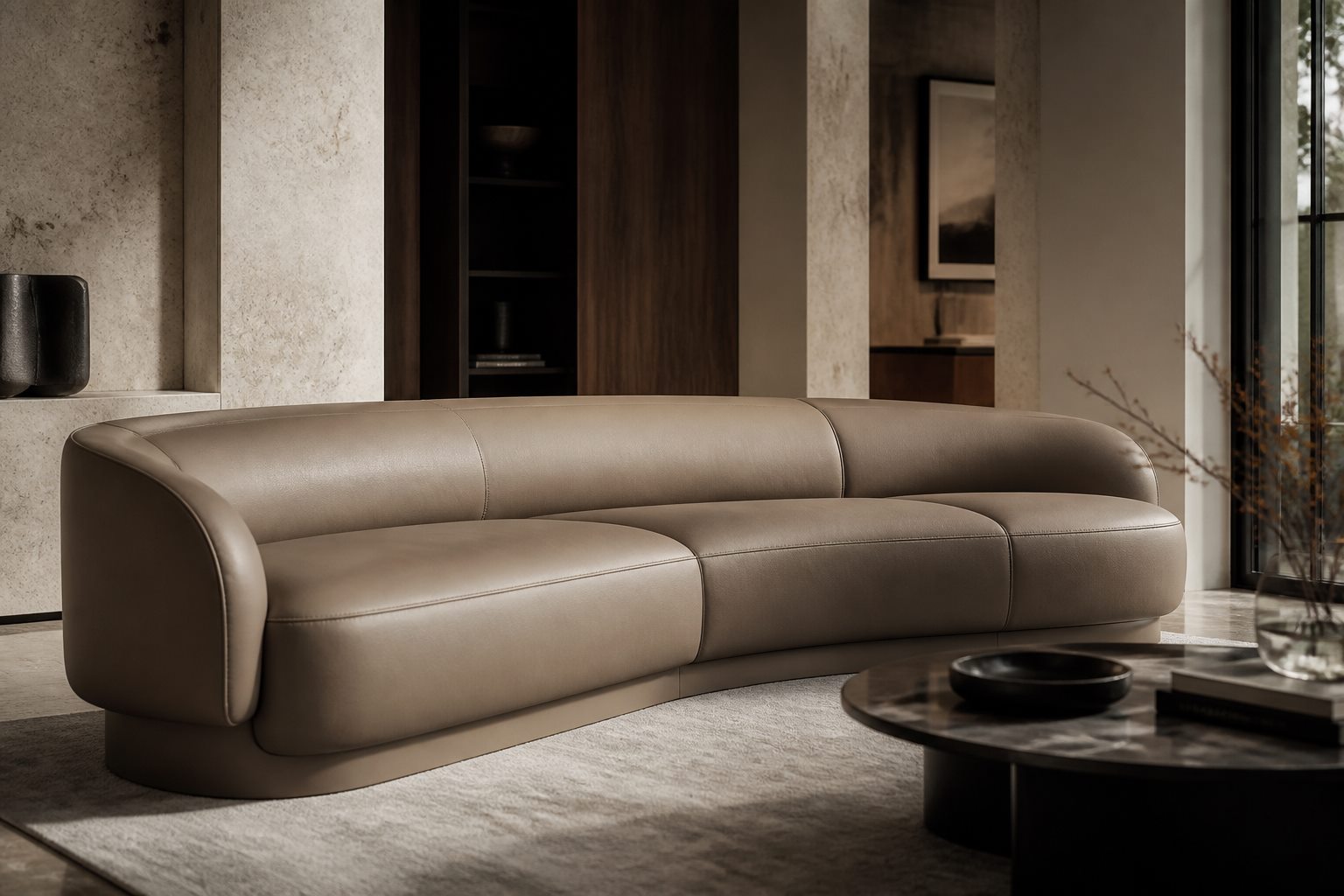 Synthetic leather upholstered sofa
