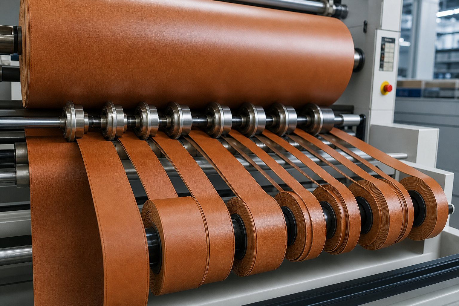Synthetic leather cut into custom-width strips